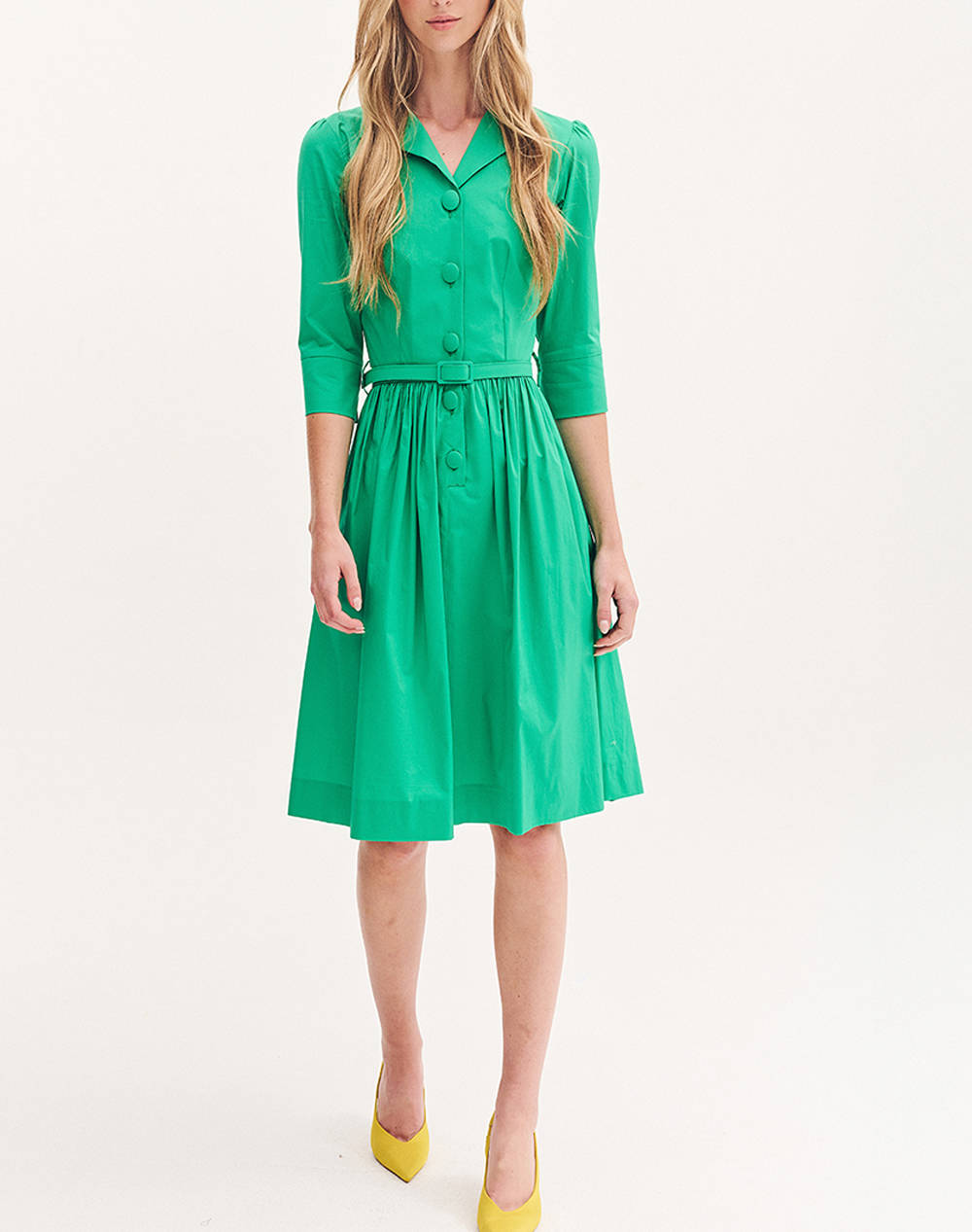 Forel Dress Women Clothes Dresses Green Cotton,Elastic 080.50.01.056 Πρασινο Female Dresses Green