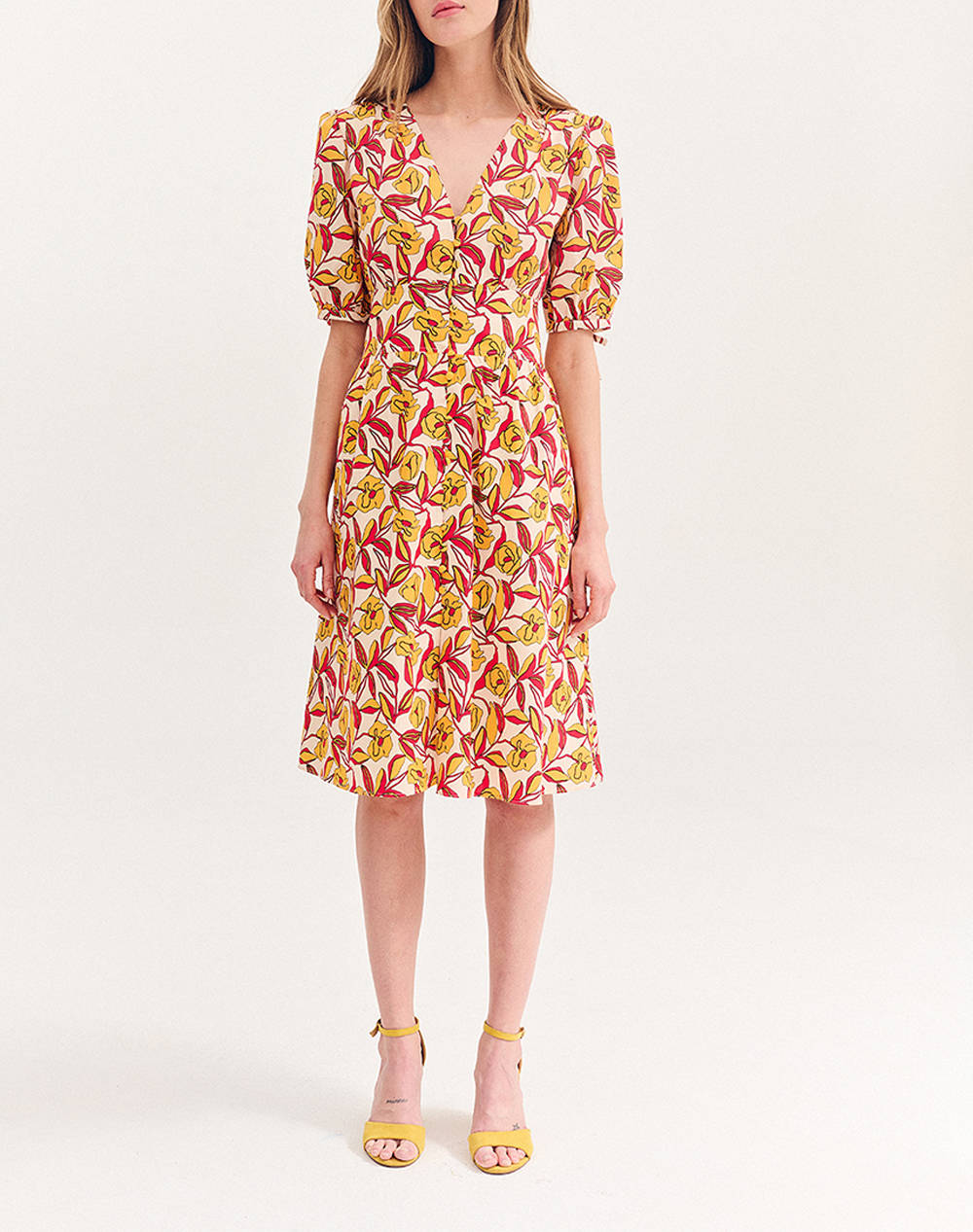 Forel Dress Women Clothes Dresses Yellow Cotton,Elastic 080.50.01.013 Κιτρινο Female Dresses