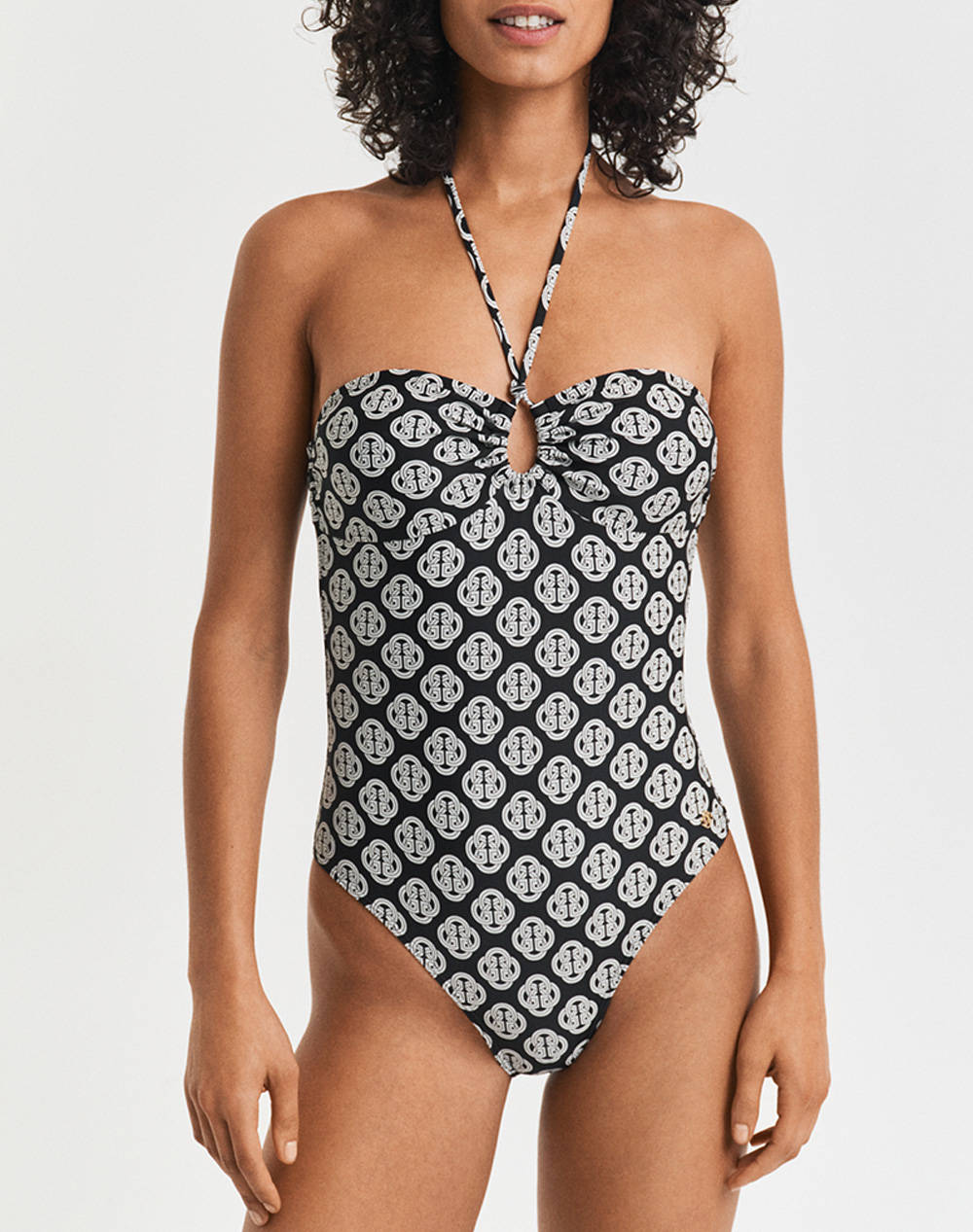 Gant Swimwear Monogram Print Swimsuit Women Clothes Swimwear One Piece Black Elastic,Synthetic 3Gw922514000 5 Female One-Piece Black