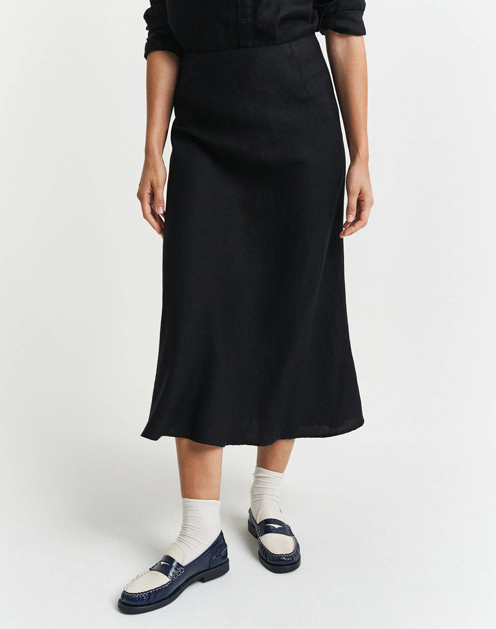 Gant Linen Blend Skirt Women Clothes Skirts Black Viscose,Linen,Cotton 3Gw4400162 5 Female Skirts Black