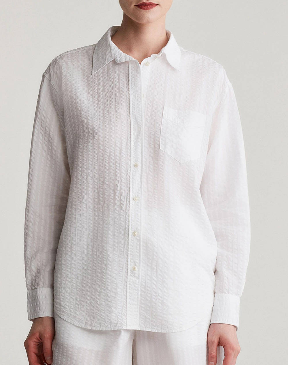 Gant Rel Tonal Striped Seersucker Shirt Ls Women Clothes Shirts White Synthetic 3Gw4300443 110 Female Shirts