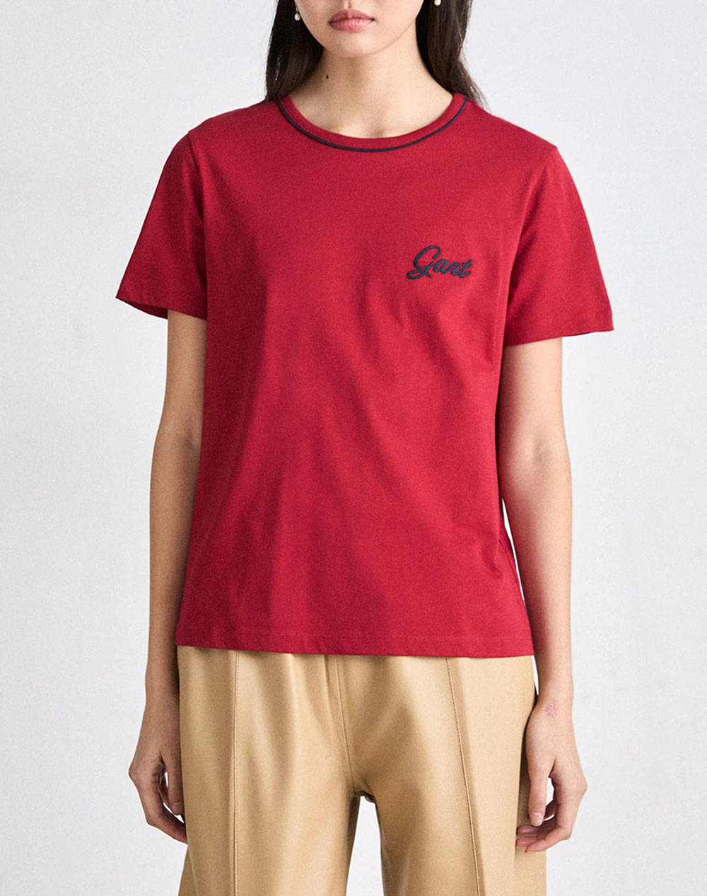 Gant Ss T Shirt Women Clothes Tops T Shirts Darkred Cotton 3Gw4200551 629 Female T-Shirts