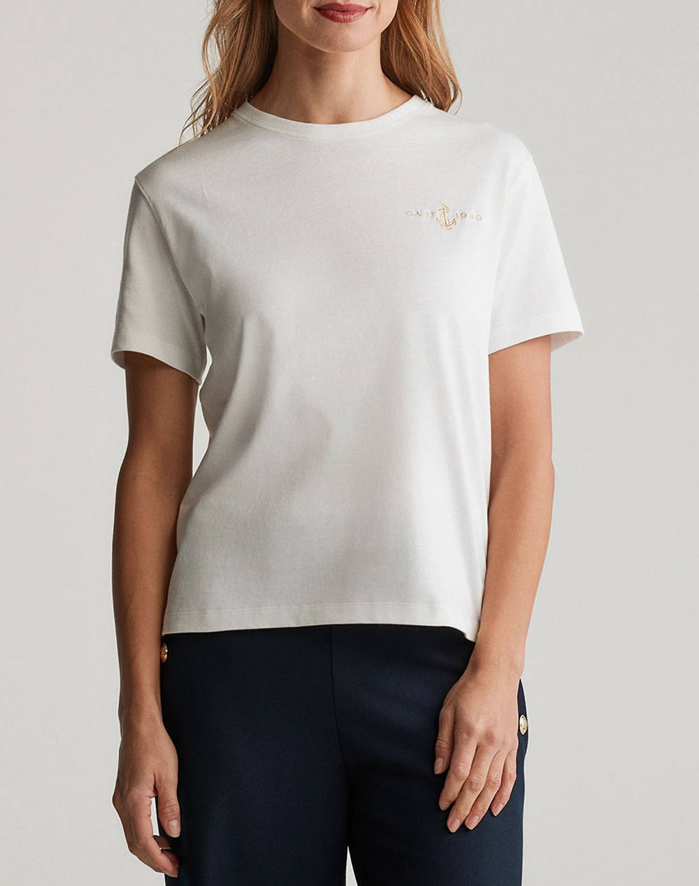 Gant Anchor Ss T Shirt Women Clothes Tops T Shirts Offwhite Cotton 3Gw4200573 113 Female T-Shirts