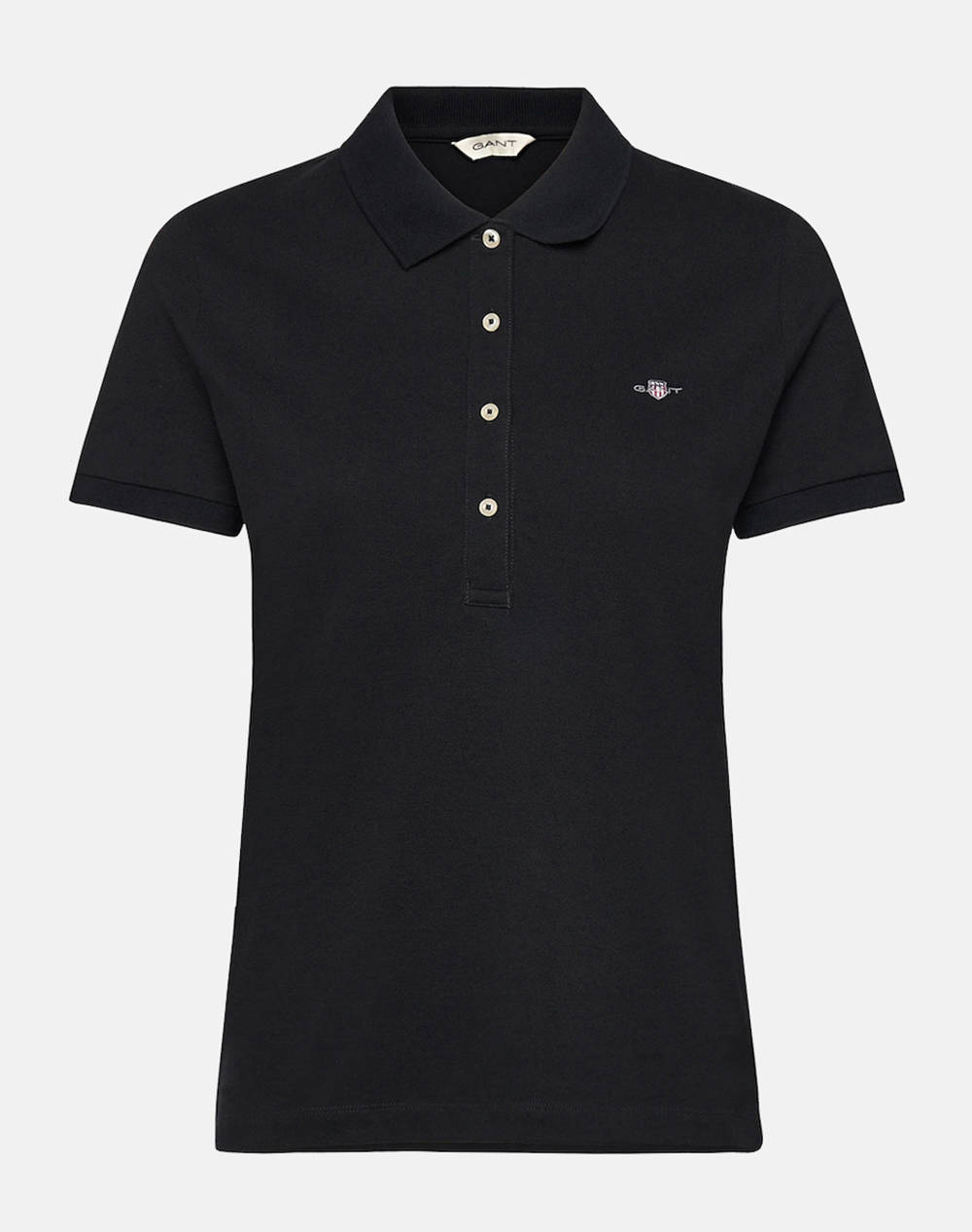 Gant Slim Sheild Cap Sleeve Pique Polo T Shirt Ss Women Clothes Tops Polo Black Cotton 3Gw4200870 5 Female Polo Black
