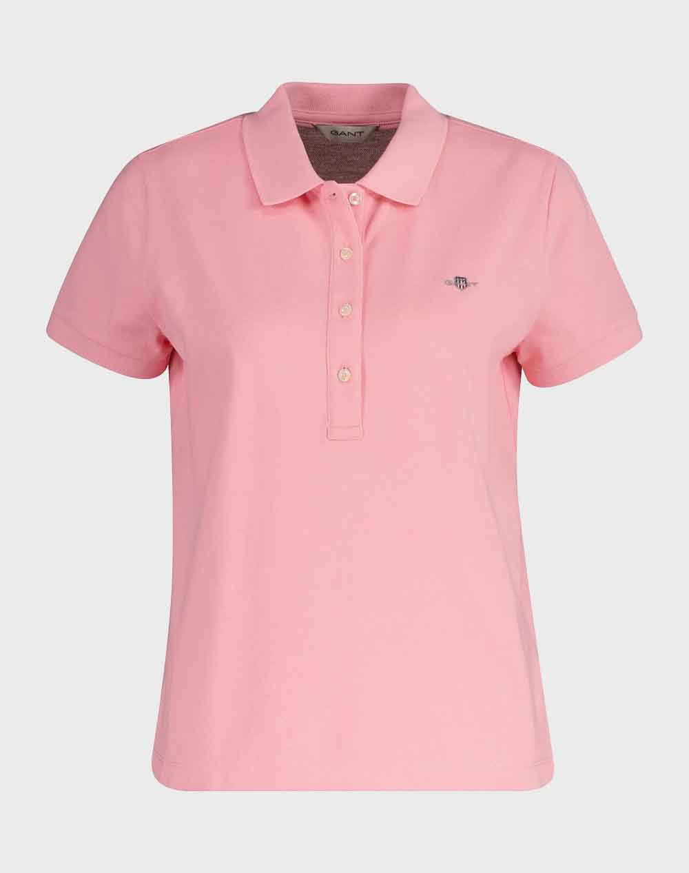 Gant Slim Sheild Cap Sleeve Pique Polo T Shirt Ss Women Clothes Tops Polo Pink Cotton 3Gw4200870 627 Female Polo