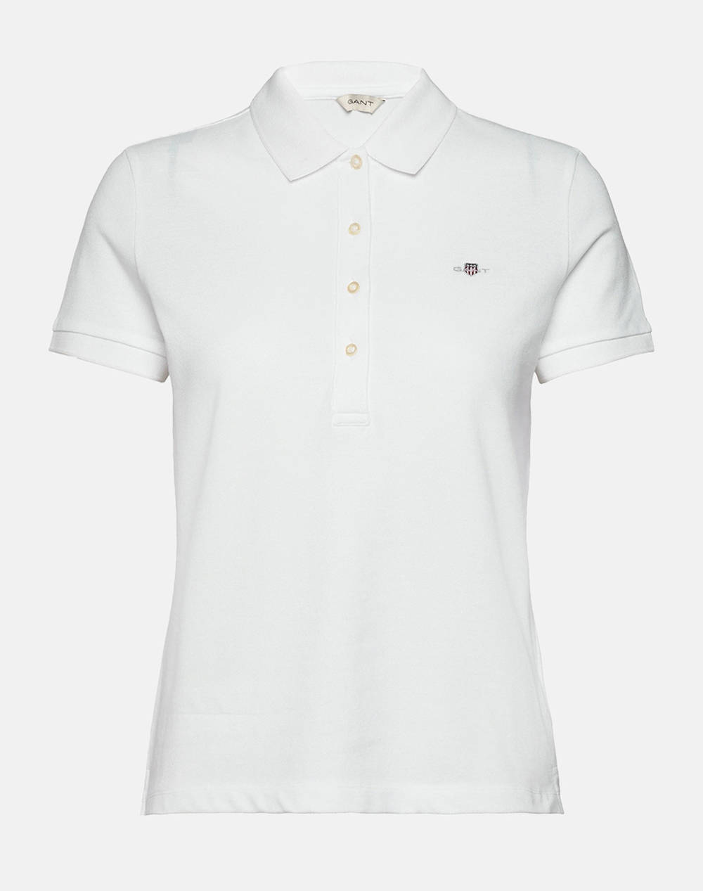 Gant Slim Sheild Cap Sleeve Pique Polo T Shirt Ss Women Clothes Tops Polo White Cotton 3Gw4200870 110 Female Polo