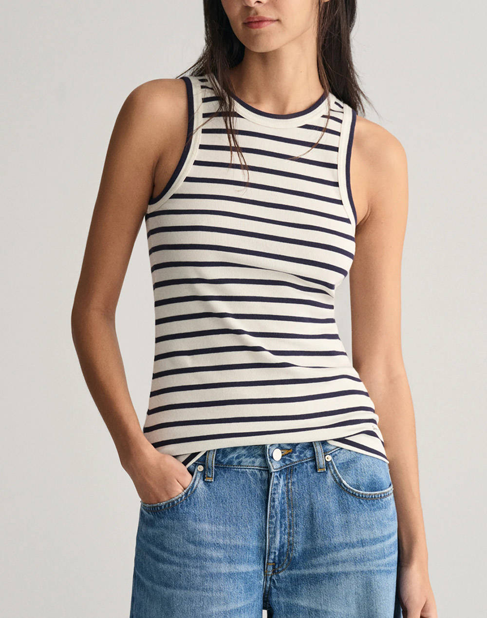 Gant Shirt Ns Women Clothes Tops Tops/Bodies Offwhite Cotton,Elastic,Synthetic 3Gw4200853 113 Female Tops/Bodies