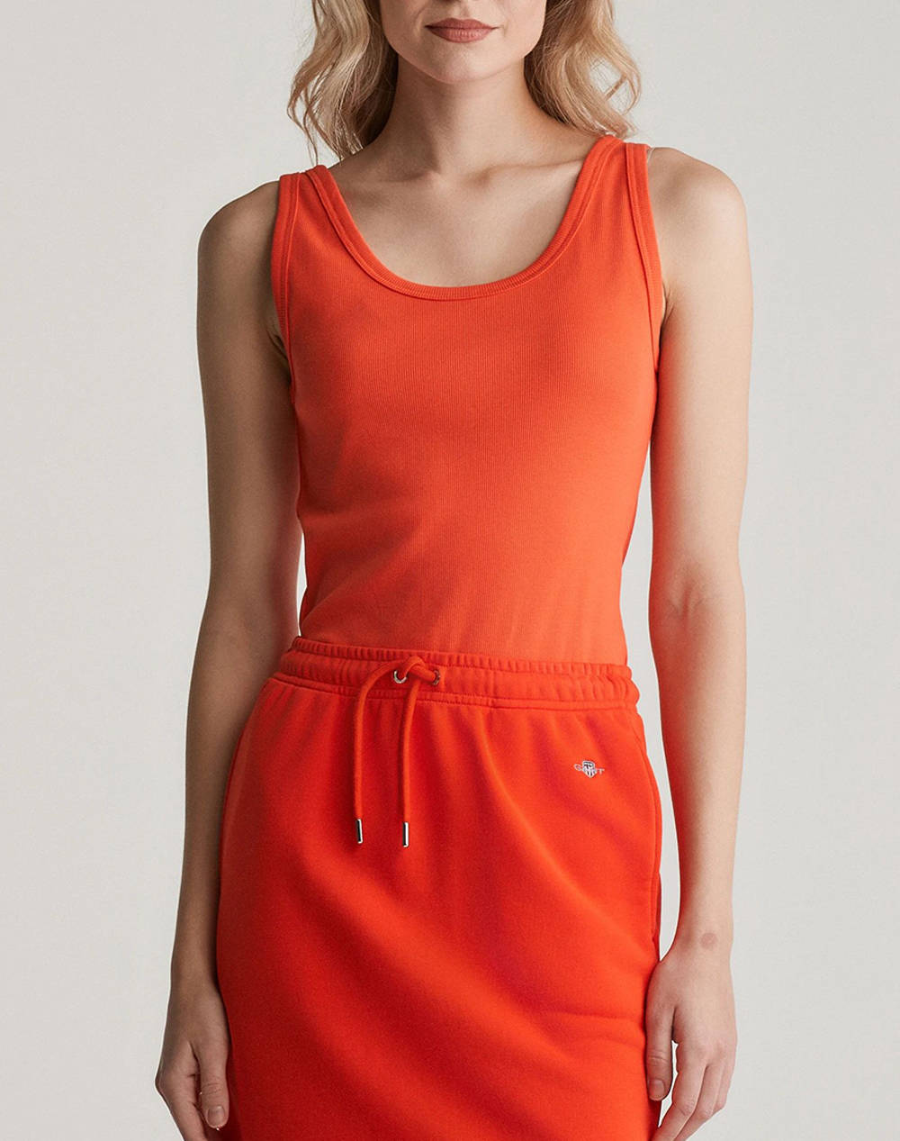 Gant Slim Ribbed Tank Top Ns Women Clothes Tops Tops/Bodies Orange Cotton,Elastic,Synthetic 3Gw4201409 651 Female Tops/Bodies