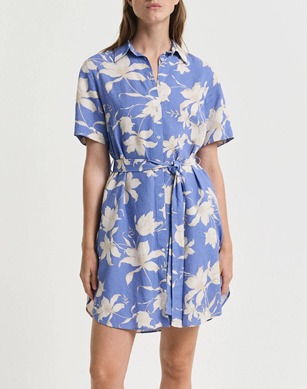Gant Reg Linen Floral Print Shirt Dress Ss Women Clothes Dresses Blue Viscose,Linen 3Gw4503392 419 Female Dresses Blue