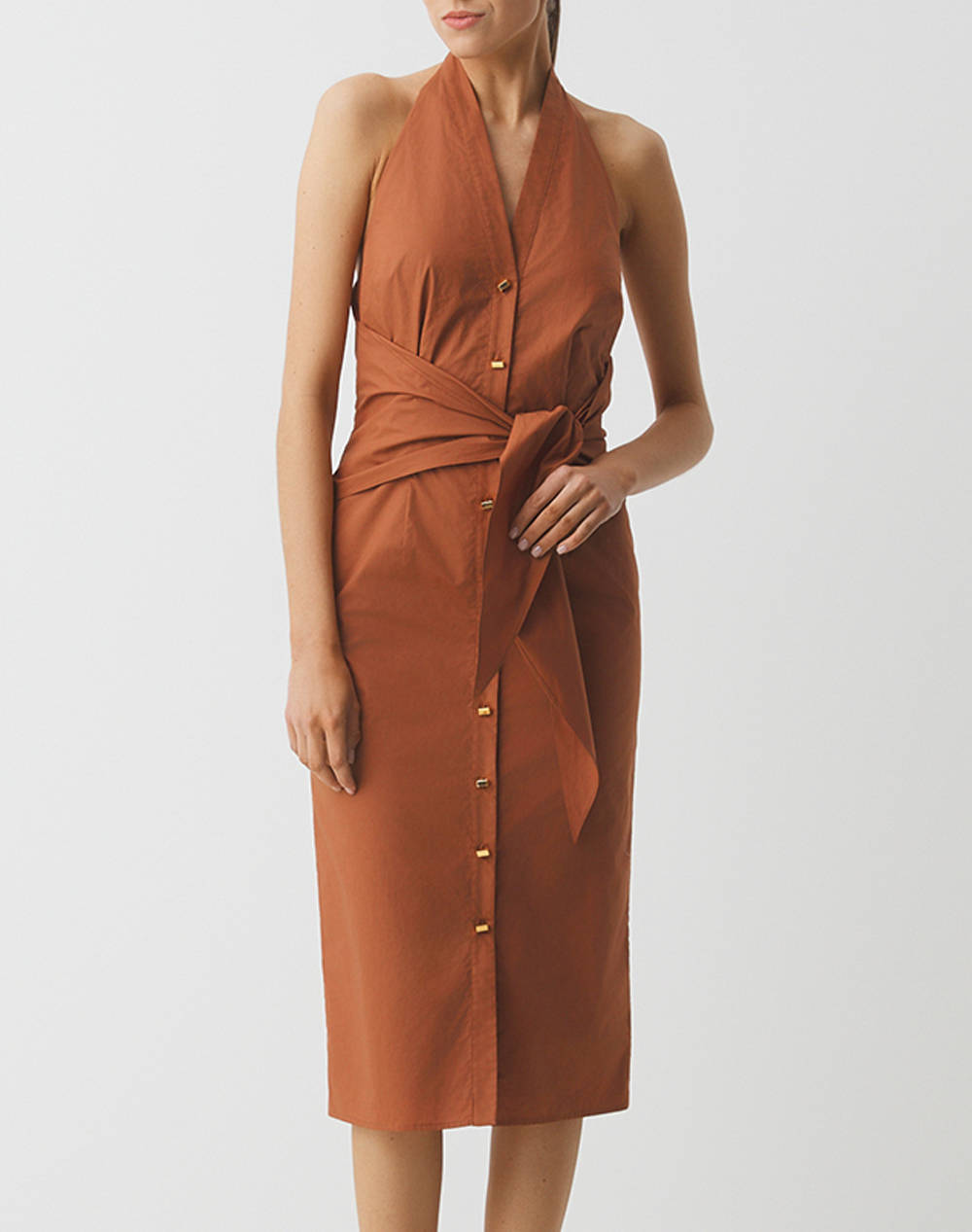 Guess Marciano Pat Sl Dress Light Str Cotton Popelin 110 Women''S Dress Women Clothes Dresses Brown Cotton 5Ggk437315A A14B Female Dresses Brown