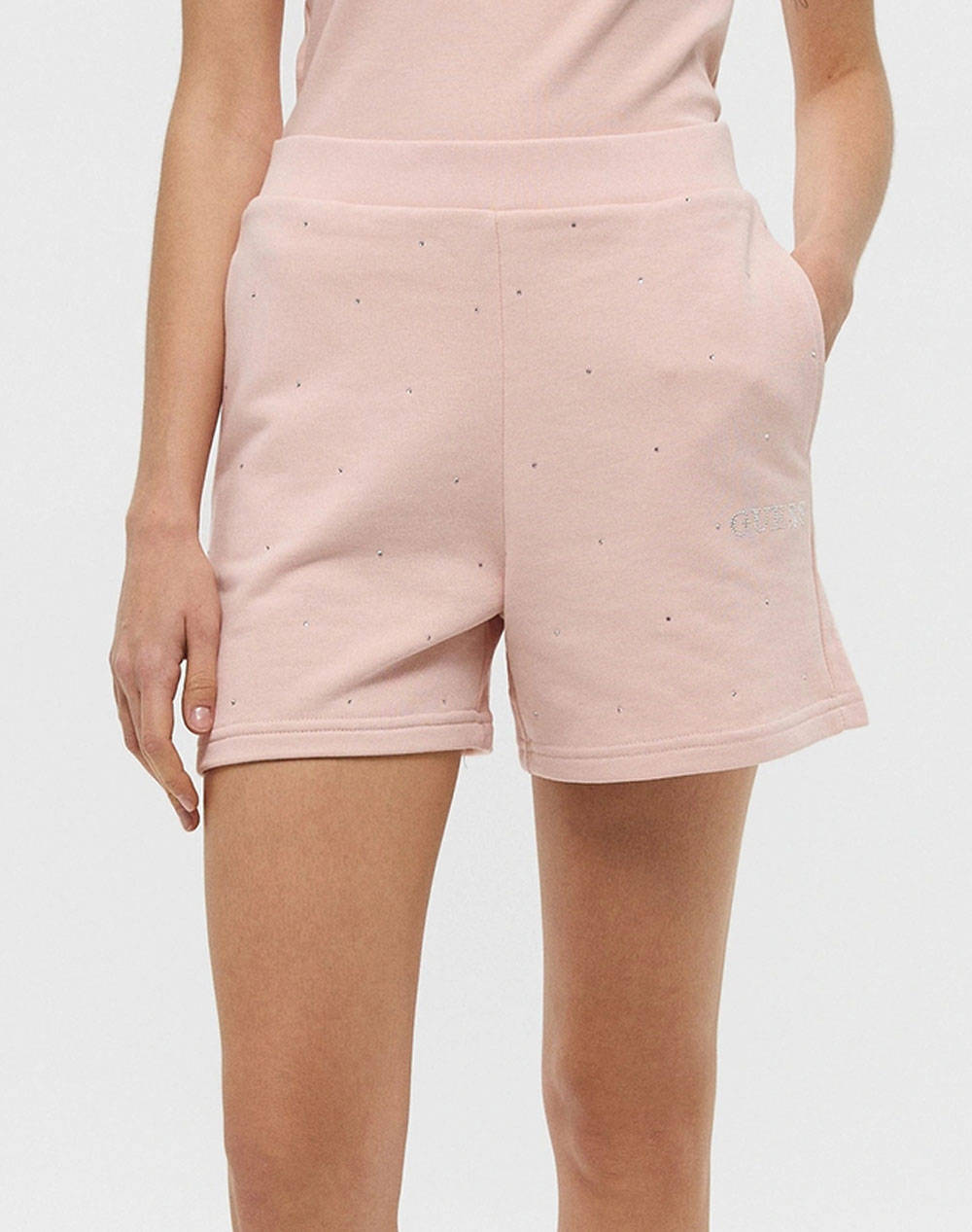 Guess Rhinestones Short Women''S Shorts Women Clothes Shorts/Bermudas Shorts Lightpink Cotton,Synthetic V5Rd03Kclj0 G6O1 Female Shorts
