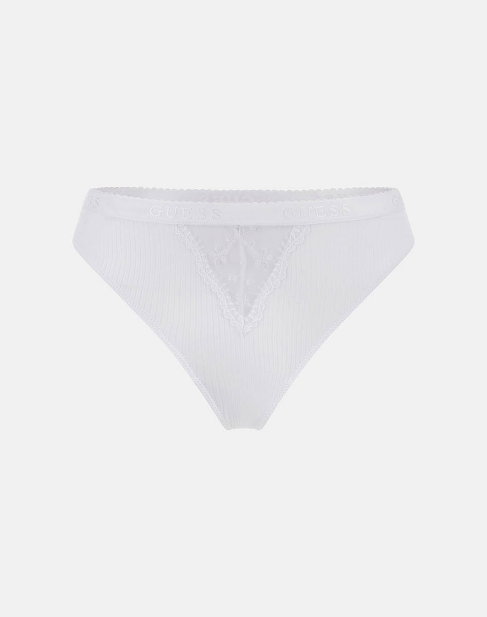 Guess Livia Thong Nylon 2X1 Light Rib 200 Women''S Underwear Women Underwear Briefs Briefs White Elastic,Synthetic Gu0Apo5Ge06Kcq600000 G011 Female