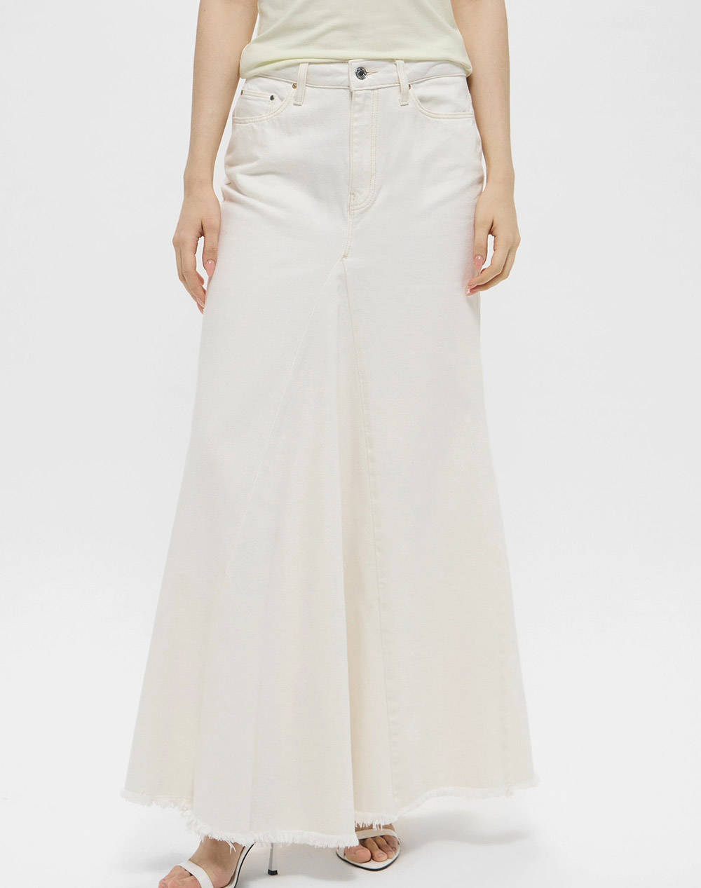 Guess Paneled Maxi Skirt Women''S Skirt Women Clothes Skirts Offwhite Cotton W5Gd95D5N92 Whse Female Skirts