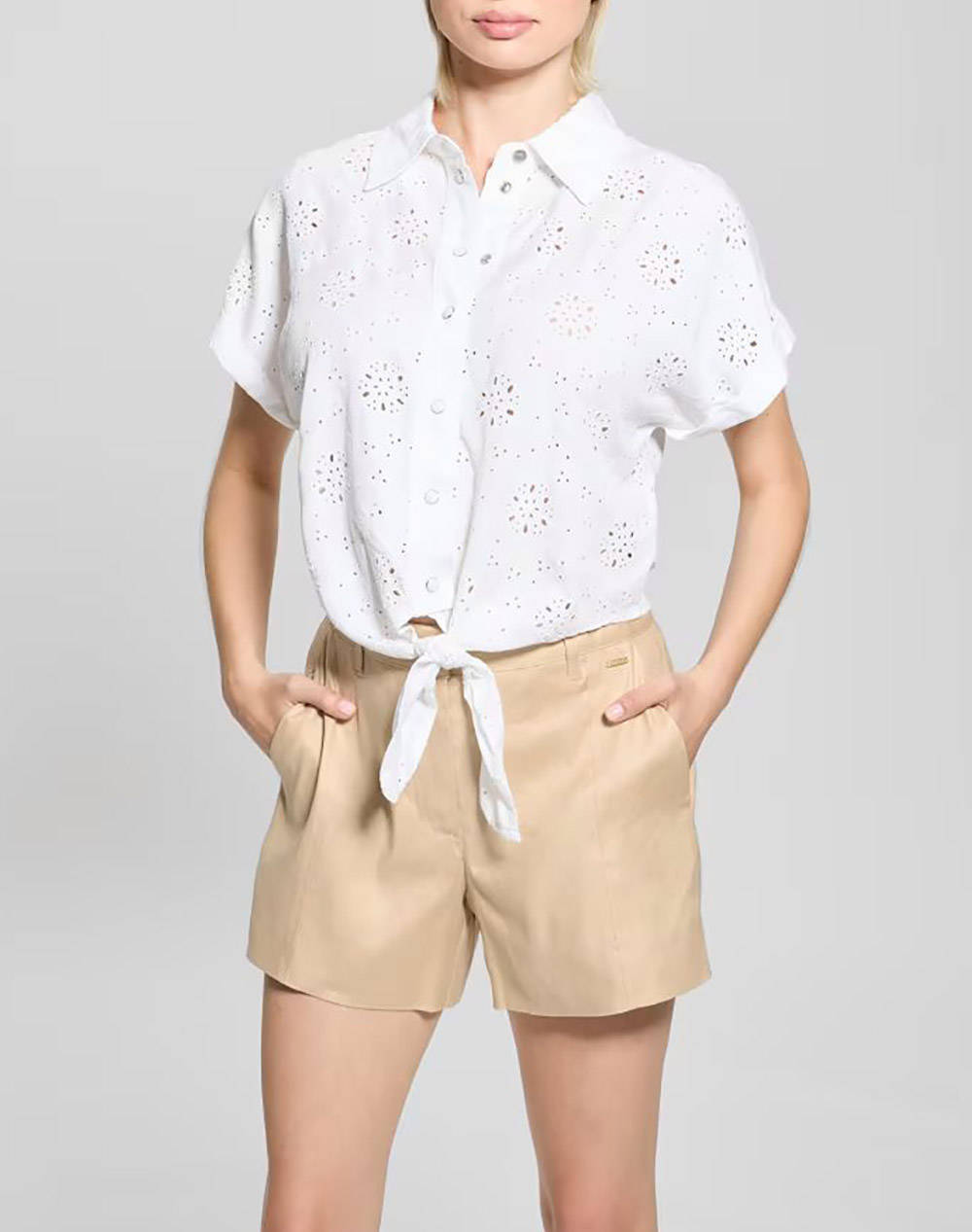 Guess New Ss Brigitte Embro Shirt Women''S Shirt Women Clothes Shirts White Synthetic W5Gh34Wg822 G011 Female Shirts