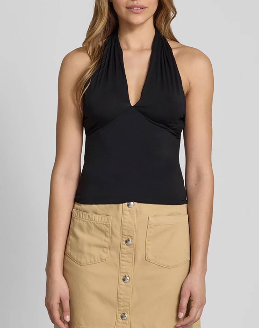 Guess Charlotte Crossed Top Knit Women Women Clothes Tops Tops/Bodies Black Synthetic W5Gp16Kacm2 Jblk Female Tops/Bodies Black