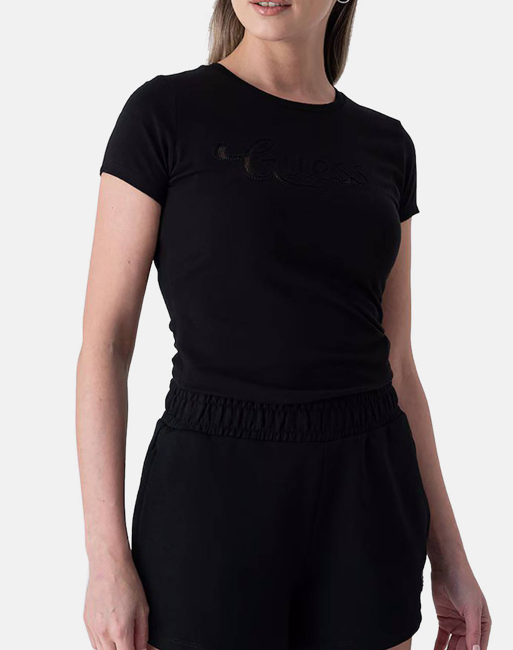 Guess Ss Guess Dot Logo R3 Tee Women''S T Shirt Women Clothes Tops T Shirts Black Cotton,Elastic W5Gi47Ka0Q1 Jblk Female T-Shirts Black