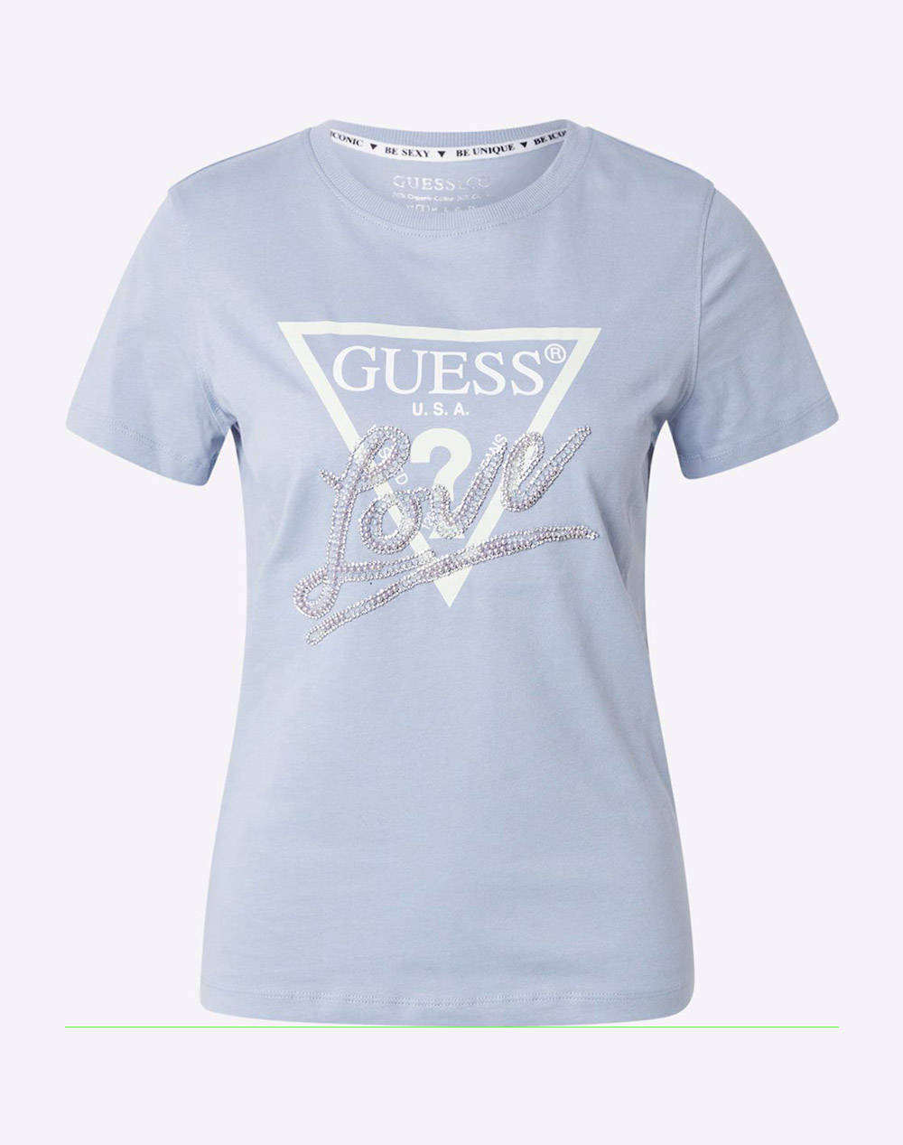 Guess Cn Ss Love Triangle Tee Women''S T Shirt Women Clothes Tops T Shirts Lightblue Cotton W5Gi05I3Z14 A70Q Female T-Shirts Blue