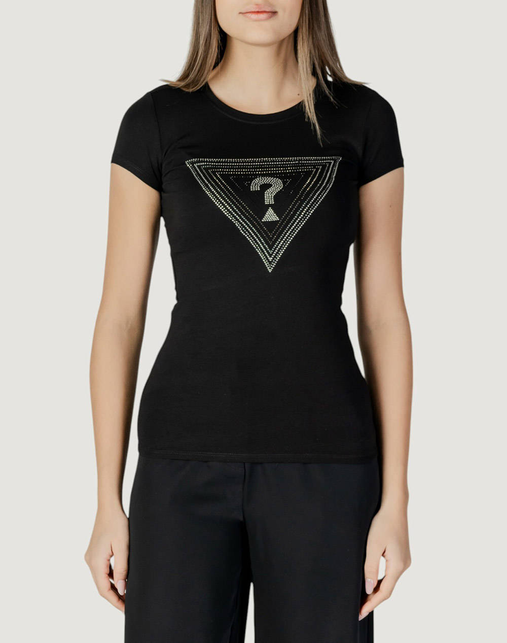 Guess Ss Triangle Ombre R3 Tee Women''S T Shirt Women Clothes Tops T Shirts Black Cotton,Elastic W5Gi43Ka0Q1 Jblk Female T-Shirts Black
