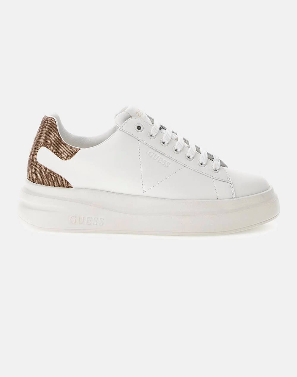 Guess Elbina Women''S Shoes Women Footwear Sneakers Offwhite Leather Fljelbfal12 Whbei Female Sneakers