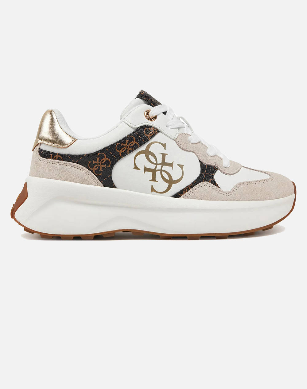 Guess Luckei Women''S Shoes Women Footwear Sneakers Offwhite Imitation Leather,Leather Flplucpel12 Whibr Female Sneakers