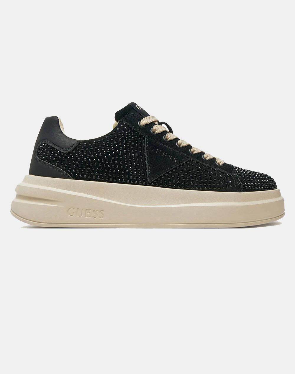 Guess Elbina Women''S Shoes Women Footwear Sneakers Black Leather Flpelbsue12 Black Female Sneakers Black