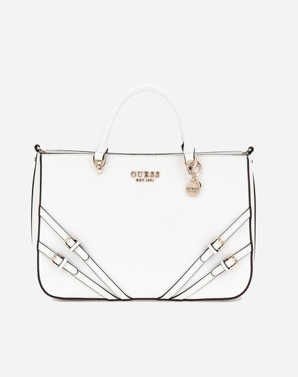 Guess Bramina Girlfriend Satchel Bag For Women (Dimensions: 30 X 20 X 9Cm.) Women Accessories Bags White Imitation Leather Hwzg9636060 Whi Female Bags