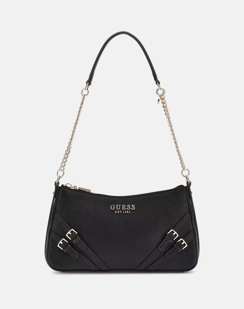 Guess Bramina Top Zip Shoulder Bag For Women Women Accessories Bags Black Imitation Leather Hwzg9636180 Bla Female Bags Black