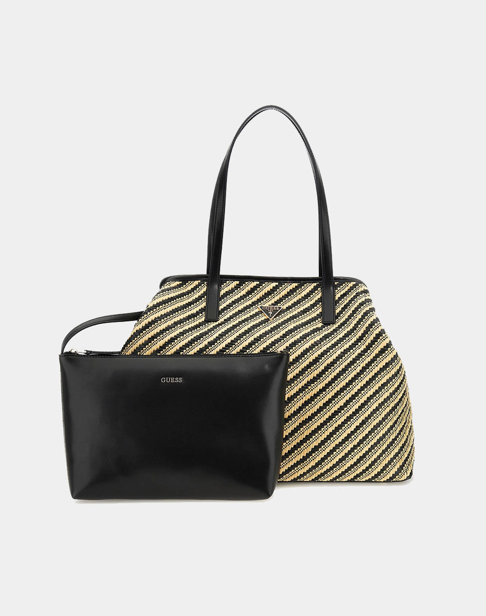 Guess Vikky Ii Large 2 In 1 Tote Bag For Women Women Accessories Bags Black Synthetic Hwws9318290 Ntb Female Bags Black