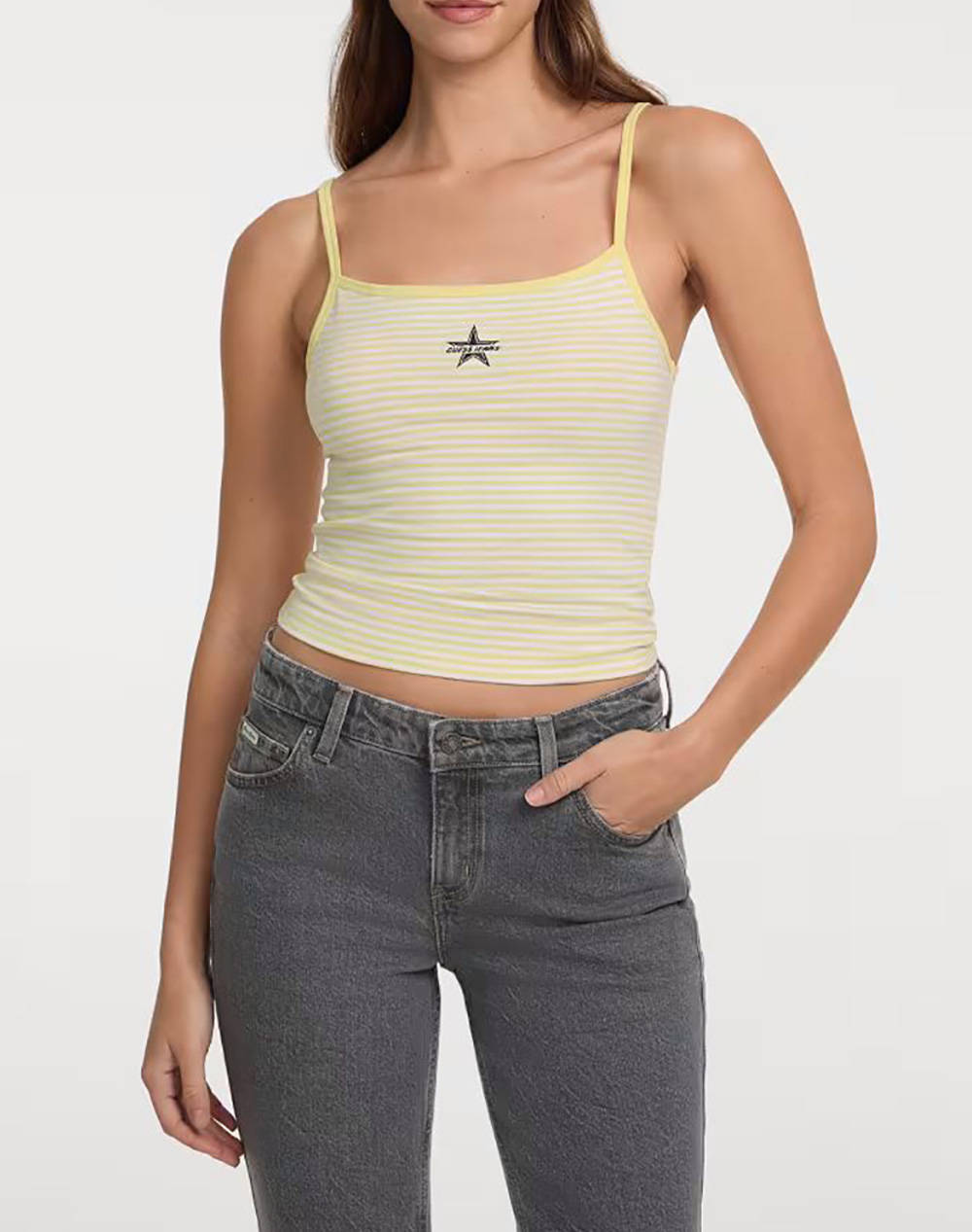 Guess Jeans Gj Emb Star Tank Top Org Co Jersey Yd Stretch 180 T Shirt W Women Clothes Tops Tops/Bodies Yellow Cotton,Elastic W5Gp35Kcie1 S20U Female