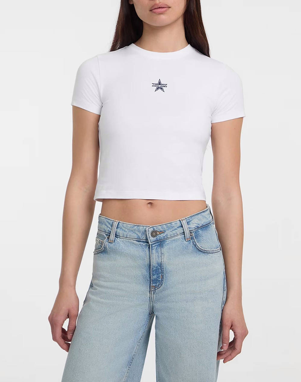 Guess Jeans Gj Ss Cn Baby Emb St Mid Organic Stretch Jersey 180 T Shirt W Women Clothes Tops T Shirts White Cotton,Elastic W5Gi38J1314 G011 Female T-