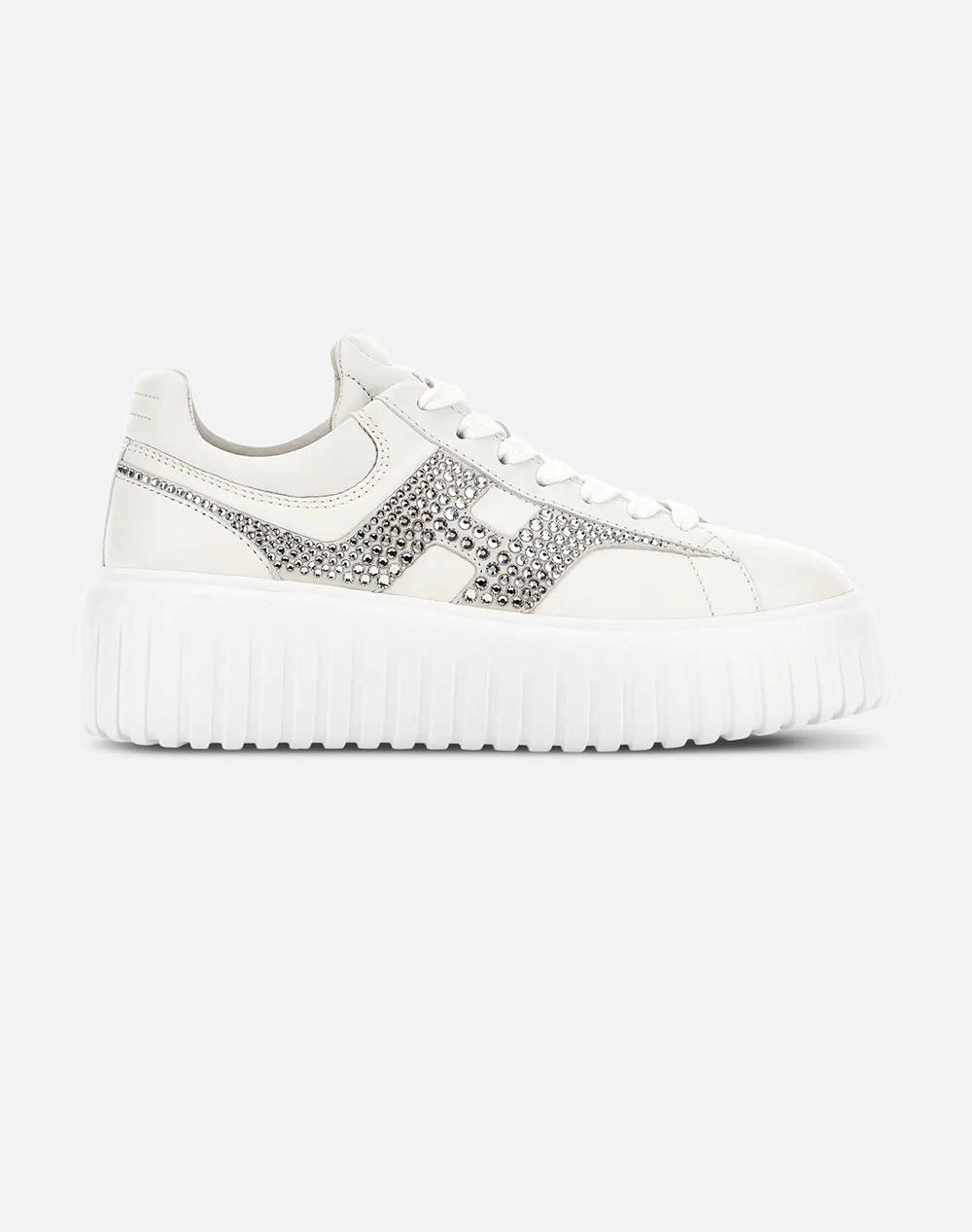 Hogan H Stripes Allacciato H Strass Women Footwear Sneakers Offwhite Leather Hxw6450Fo60 U48B001 Female Sneakers