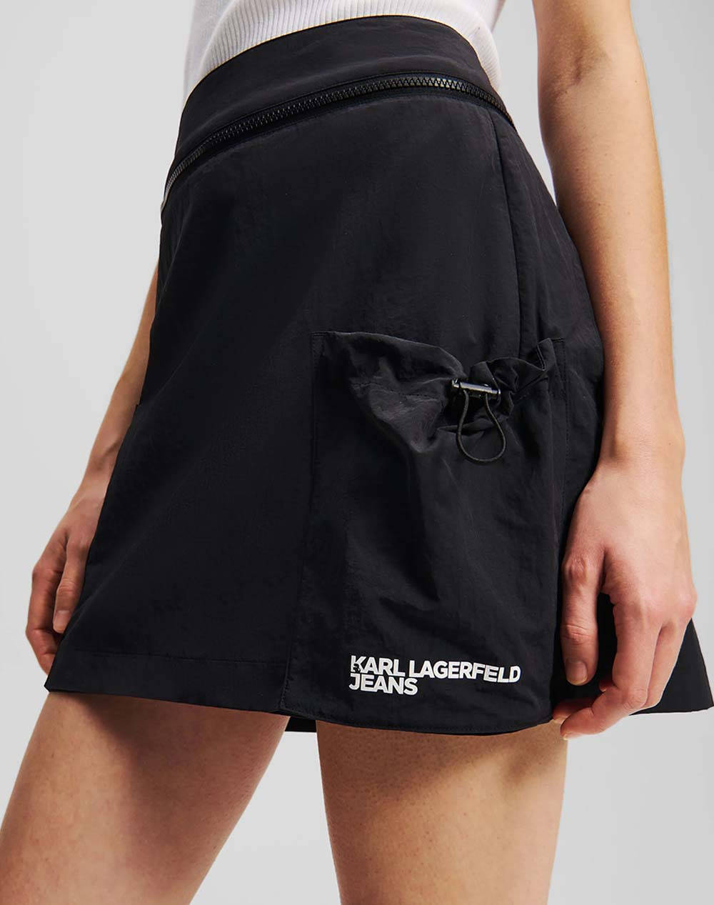 Karl Lagerfeld Klj Mini Cargo Skirt Women Clothes Skirts Black Synthetic A2W12023 999 Female Skirts Black