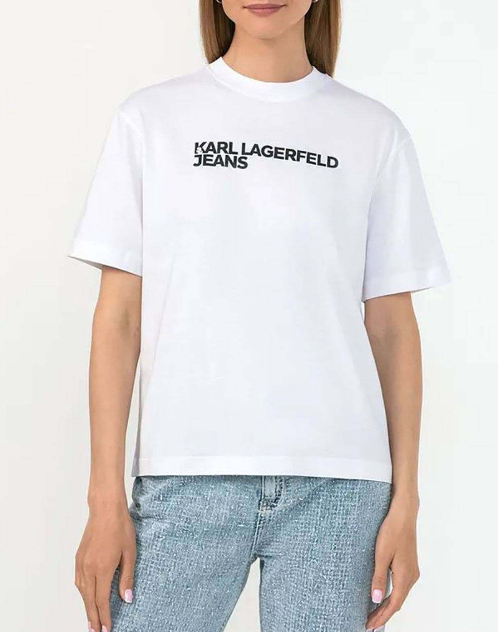 Karl Lagerfeld Klj Reg Ss Essential Tee Women Clothes Tops T Shirts White Cotton A1W17005 100 Female T-Shirts