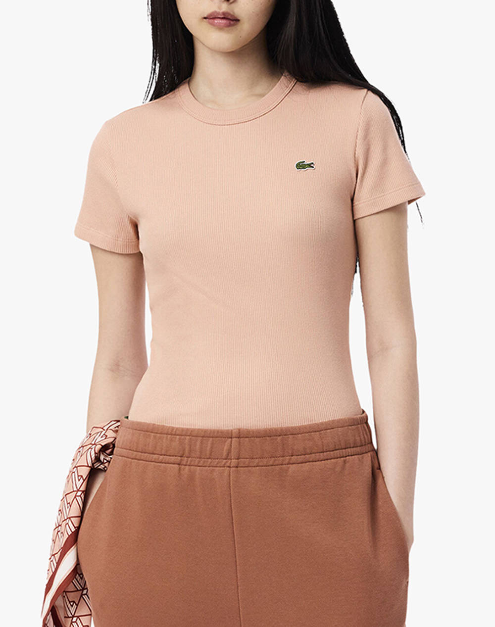 Lacoste T Shirt Ss Women Clothes Tops T Shirts Lightcoral Cotton 3Tf5538 Zih Female T-Shirts