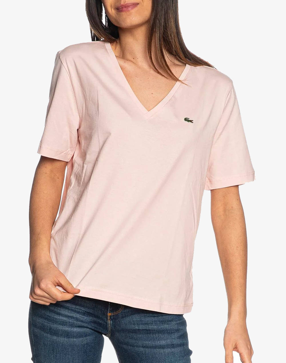 Lacoste T Shirt Ss Women Clothes Tops T Shirts Lightpink Cotton 3Tf7300 Ady Female T-Shirts