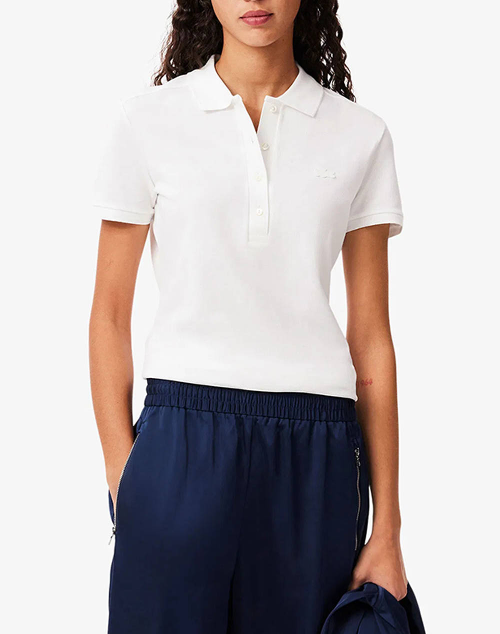 Lacoste T Shirt Ss Women Clothes Tops Polo White Cotton,Elastic 3Pf5462 001 Female Polo