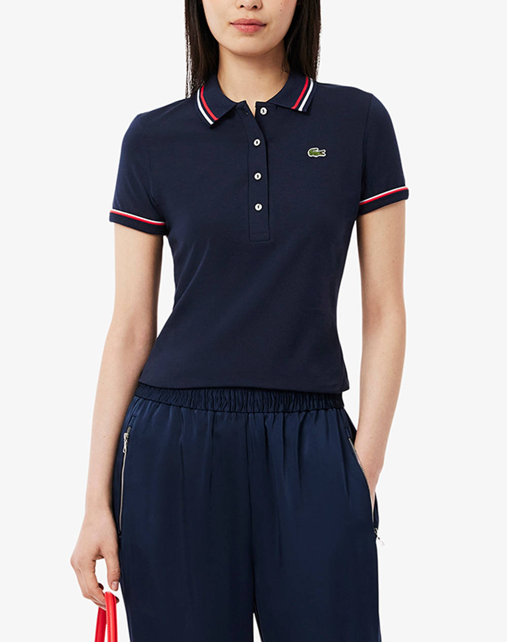 Lacoste Polo Shirt Ss Women Clothes Tops Polo Navyblue Cotton,Elastic 3Df9599 Gwi Female Polo Blue