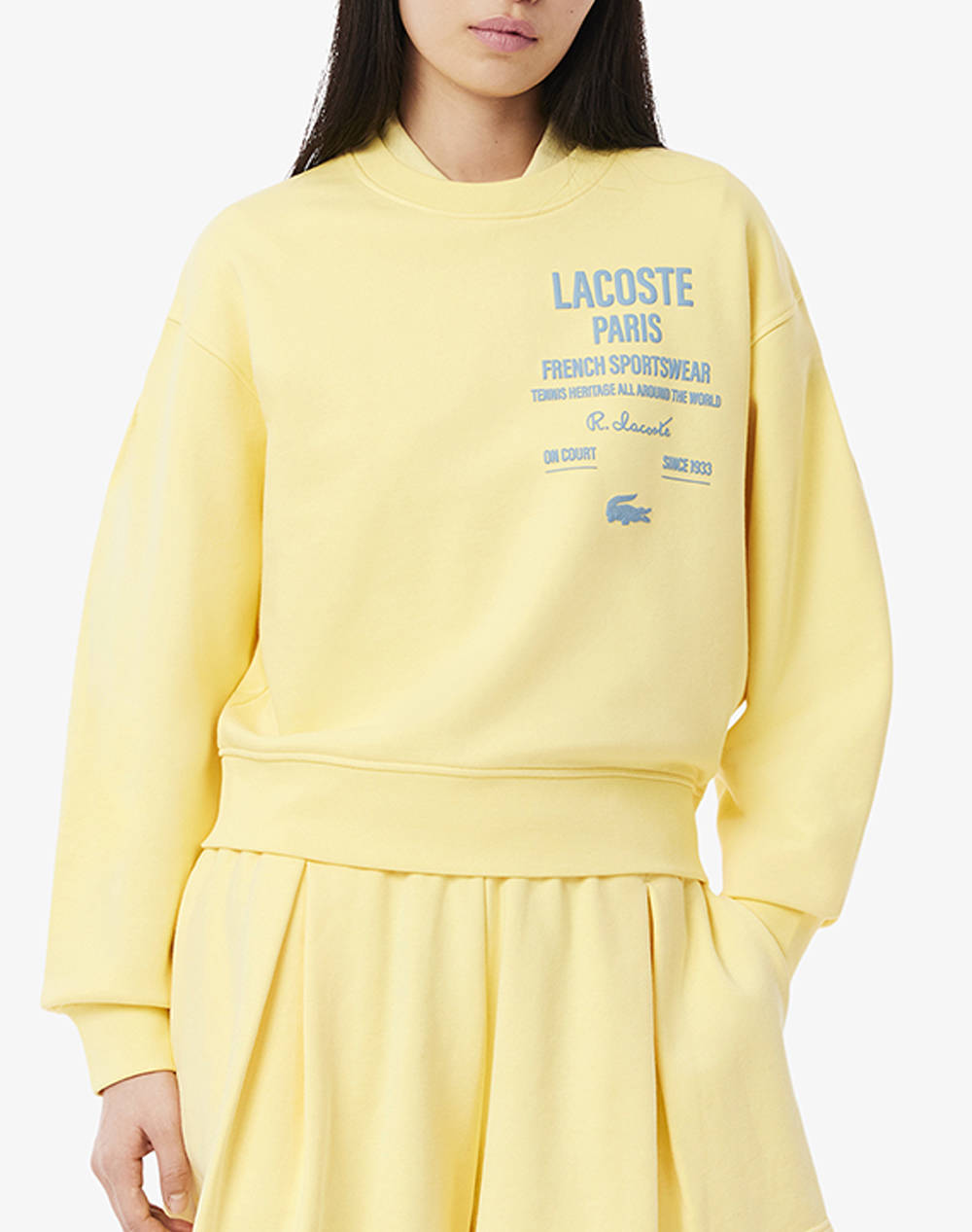 Lacoste Sweatshirt Ls Women Clothes Tops Sweatshirts Yellow Cotton,Synthetic 3Sf9620 107 Female Sweatshirts