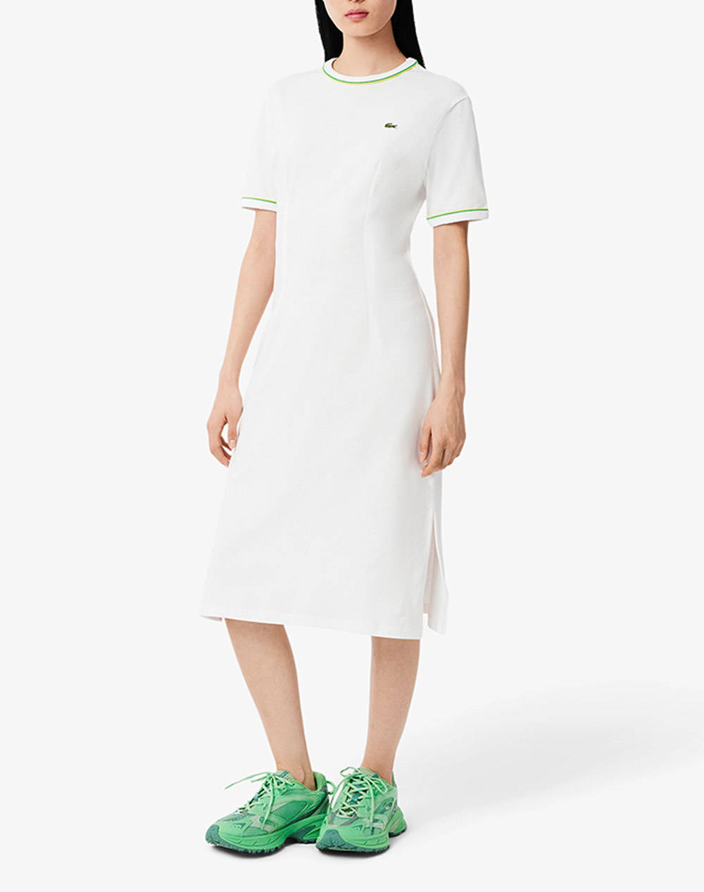 Lacoste Dress Ss Women Clothes Dresses White Cotton 3Ef9988 Fwi Female Dresses