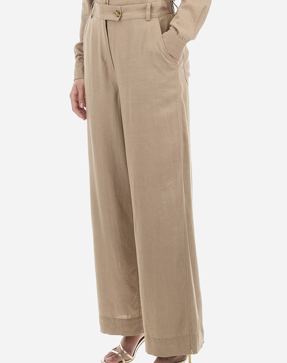 La Martina Woman Pant Viscose Linen Women Clothes Trousers Chinos Biege Viscose,Linen 3Lmwat001 04201 Female Chinos Biege