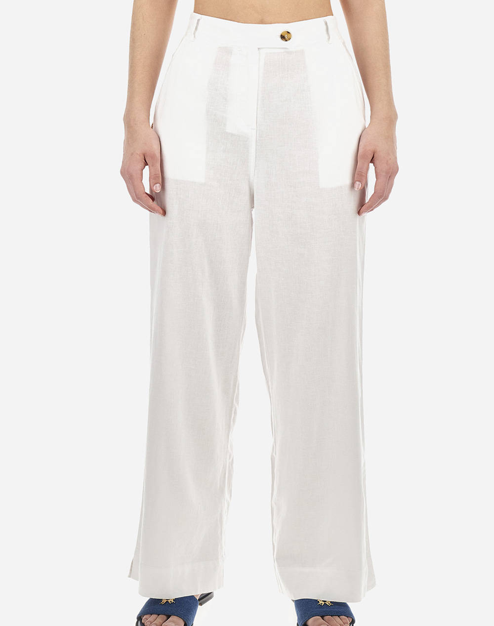 La Martina Woman Pant Viscose Linen Women Clothes Trousers Chinos White Viscose,Linen 3Lmwat001 00001 Female Chinos