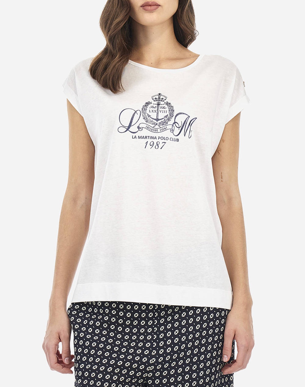 La Martina T Shirt Woman T Shirt S/S 40/1 Cotton Women Clothes Tops T Shirts White Cotton 3Lmwar301 00001 Female T-Shirts