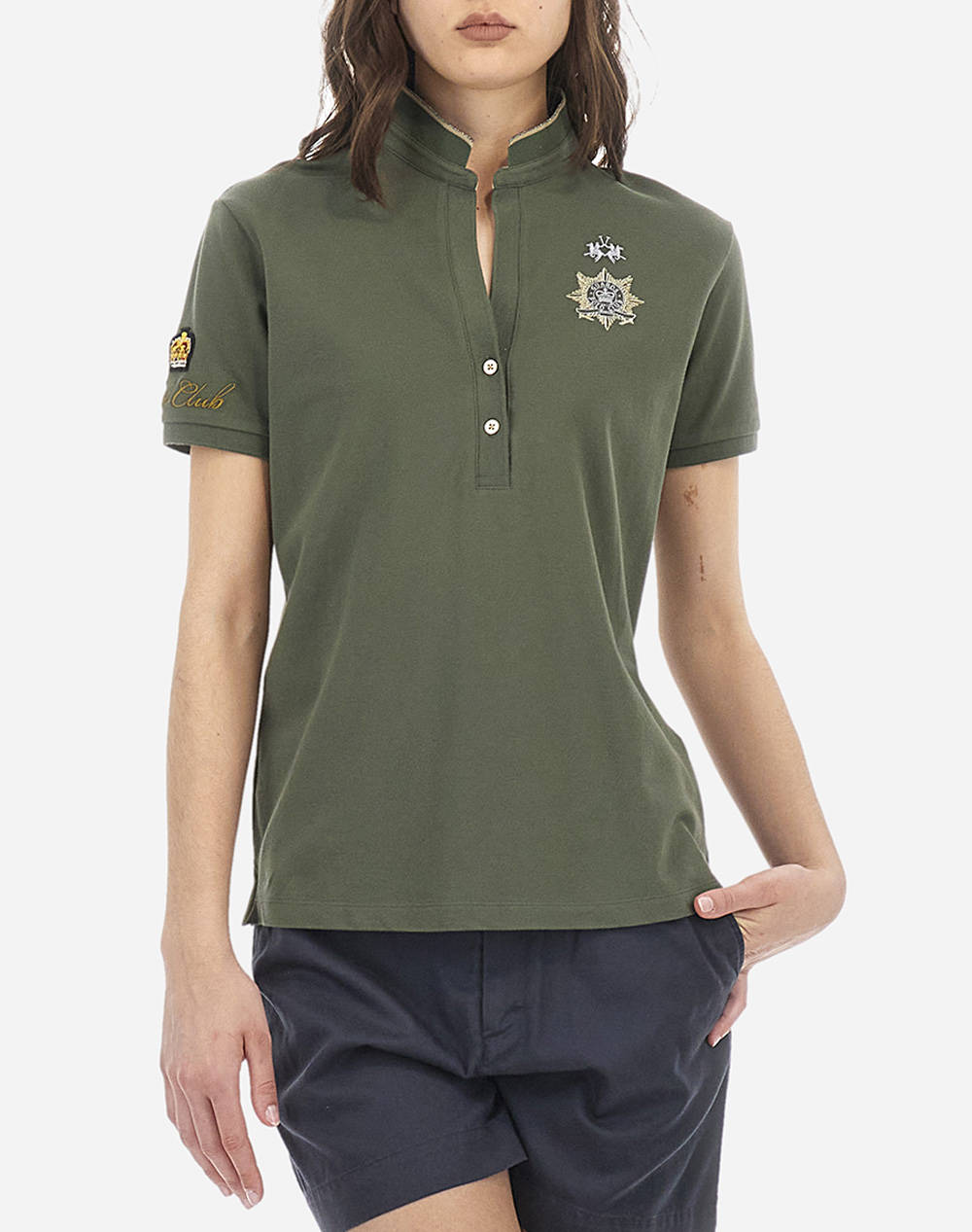 La Martina Polo Shirt Ss Women Clothes Tops Polo Green Cotton,Elastic 3Lmwapg30 03176 Female Polo Green