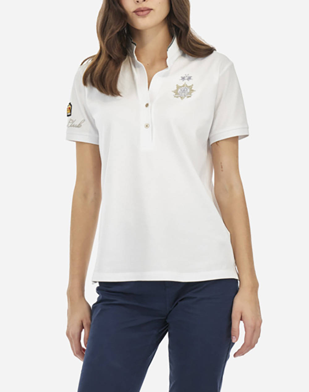 La Martina Polo Shirt Ss Women Clothes Tops Polo White Cotton,Elastic 3Lmwapg30 00001 Female Polo