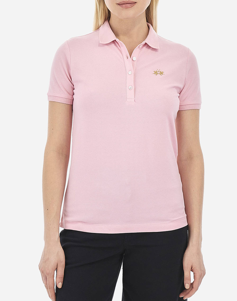 La Martina Polo Shirt Ss Women Clothes Tops Polo Lightpink Cotton,Elastic 3Lmccwp01 05157 Female Polo