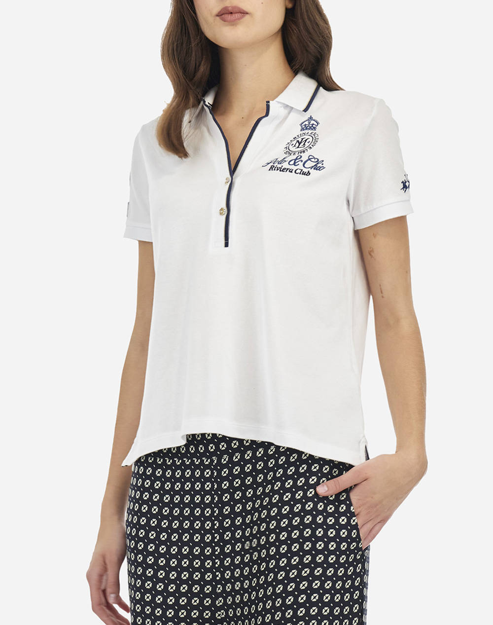 La Martina Woman Polo S/S Piquet Stretch Women Clothes Tops Polo White Cotton,Elastic 3Lmwap300 00001 Female Polo