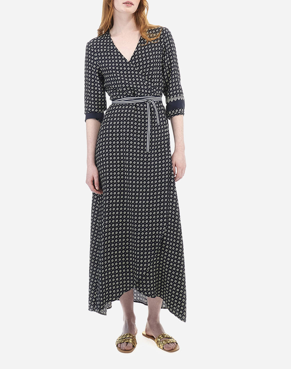 La Martina Woman Dress Printed Viscose Tw Women Clothes Dresses Navyblue Viscose 3Lmwad002 F7443 Female Dresses Blue