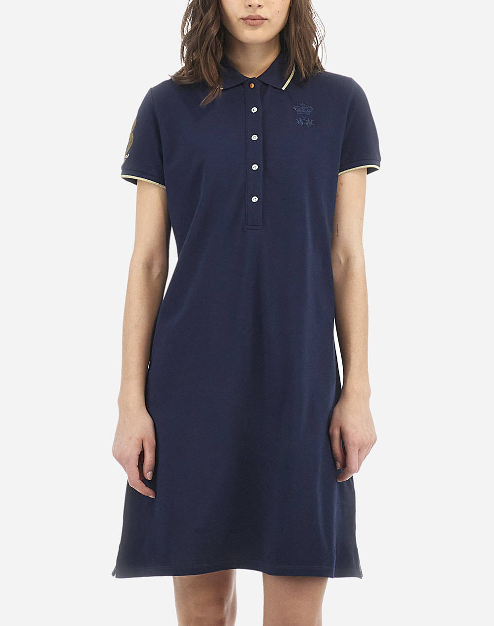 La Martina Woman Polo Dress S/S Piquet St Women Clothes Dresses Navyblue Cotton,Elastic 3Lmwad600 07017 Female Dresses Blue
