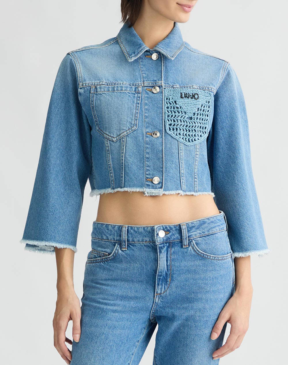 Liu Jo White_Wa5D11__Giubbino Uncinetto Women''S Jacket Women Clothes Outerwear Outerwear Jackets Denimblue Cotton Wa5446D4666 78895 Female Jackets