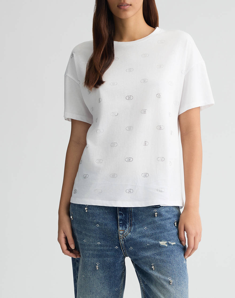 Liu Jo White_Wa5J21__Ecs T Shirt Moda M/C Women''S T Shirt Women Clothes Tops T Shirts Offwhite Cotton Wa5147Js923 M9497 Female T-Shirts